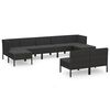 vidaXL Set Divani da Giardino 9 pz con Cuscini in Polyrattan Nero