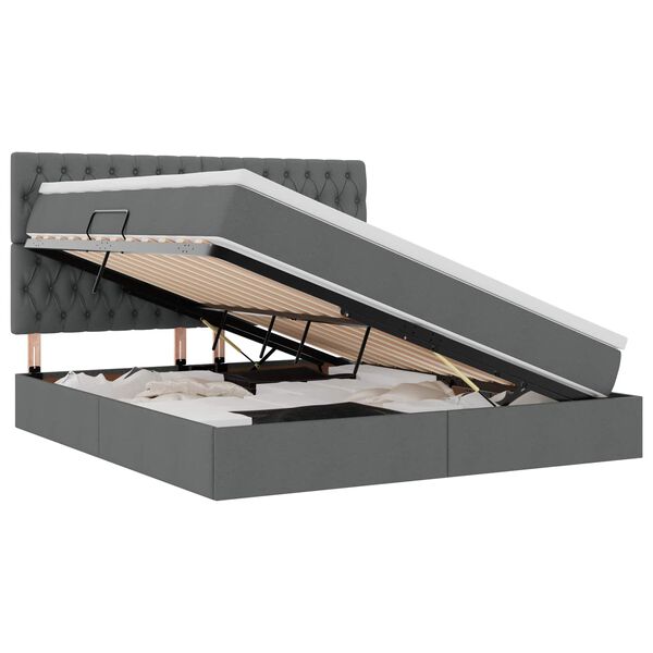vidaXL Letto con contenitore e materasso Grigio scuro 180 x 200 cm