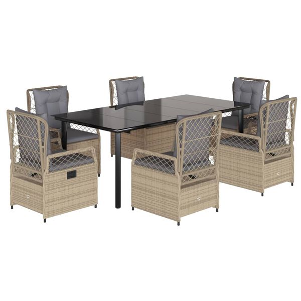 vidaXL Set da Pranzo da Giardino 7 pz con Cuscini Beige in Polyrattan