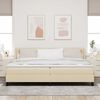 vidaXL Letto a molle con materasso Crema 200 x 200 cm Tessuto