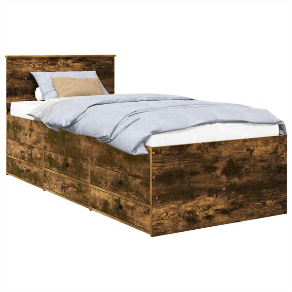 vidaXL Daybed Rovere Affumicato e Nero 100 x 200 cm Legno multistrato