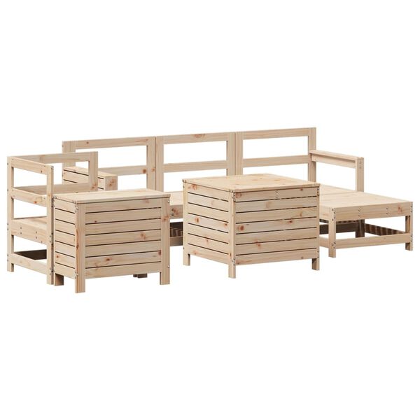 vidaXL Set Divani da Giardino 7 pz in Legno Massello di Pino