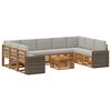 vidaXL Set di divani da esterno 10 pz Naturale e Grigio Chiaro