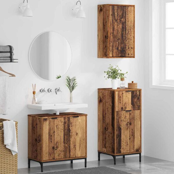 vidaXL Set di mobili per il bagno con cassetto 3 pcs Legno vecchio