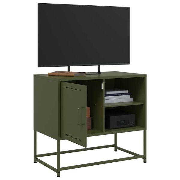 vidaXL Mobile TV Verde Oliva 68x39x60,5 cm in Acciaio