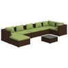 vidaXL Set Divani da Giardino 8 pz con Cuscini in Polyrattan Marrone