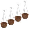 vidaXL Fioriere Pensili 4 pz Rivestimenti Cocco Nero &Oslash;30x52cm Acciaio