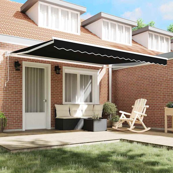vidaXL Tenda Retrattile Nero 400 &times; 300 cm Poliestere e Alluminio
