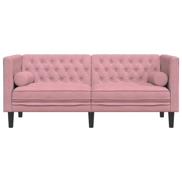 vidaXL Divano Chesterfield con Rinforzi 2 Posti Rosa in Velluto