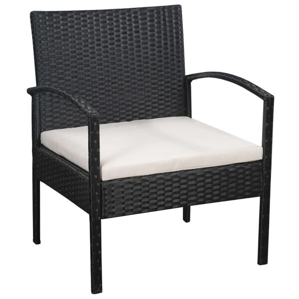 vidaXL Set Divani da Giardino 5 pz con Cuscini in Polyrattan Nero