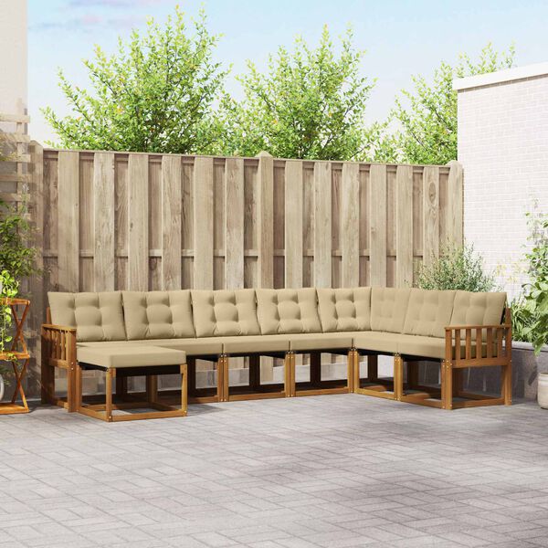 vidaXL Set di divani da esterno con cuscino 8 pcs Naturale e Beige