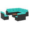 vidaXL Set Divani da Giardino 12pz con Cuscini Nero in Polyrattan