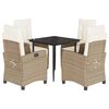 vidaXL Set da Pranzo da Giardino 5 pz con Cuscini Beige in Polyrattan