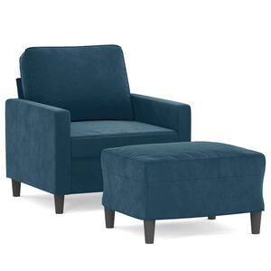 vidaXL Poltrona con Poggiapiedi Blu 60 cm in Velluto