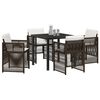 vidaXL Set da Pranzo per Giardino 5 pcs Marrone Poly Rattan
