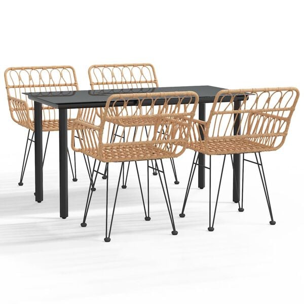 vidaXL Set da Pranzo da Giardino 5 pz in Polyrattan