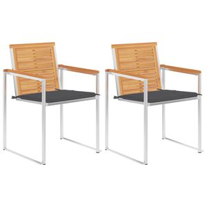 vidaXL Sedie da Giardino 2 pz con Cuscini in Legno di Teak e Acciaio