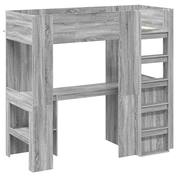 vidaXL Struttura letto a castello con scrivania Grigio Sonoma