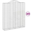 vidaXL Cesti Gabbioni ad Arco 9 pz 200x50x220/240 cm Ferro Zincato