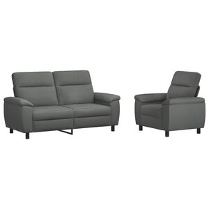 vidaXL Set di divani 2 pcs Grigio Scuro Tessuto