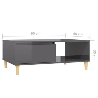 vidaXL Tavolino da Salotto Grigio Lucido 90x60x35 cm Legno Multistrato