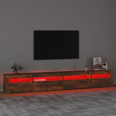 vidaXL Mobile Porta TV con Luci LED Rovere Fumo 270x35x40 cm