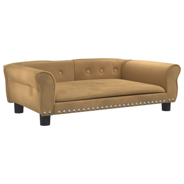 vidaXL Lettino per Cani Marrone 95x55x30 cm in Velluto