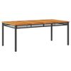 vidaXL Tavolo da Giardino Nero 180x90x75 cm Polyrattan e Legno Acacia