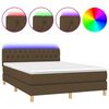 vidaXL Letto a Molle Materasso e LED Marrone Scuro 140x200 cm Tessuto