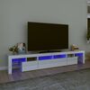 vidaXL Mobile Porta TV con Luci LED Bianco Lucido 230x36,5x40 cm