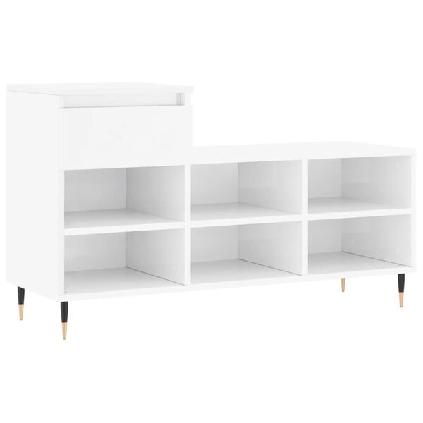 vidaXL Scarpiera Bianco Lucido 102x36x60 cm in Legno Multistrato