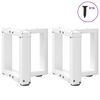 vidaXL Gambe per Tavolino da Caff&egrave; a Forma di T 2 pz Bianche 30x25x(30-31) cm Acciaio