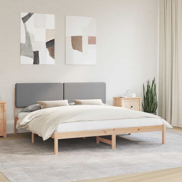 vidaXL Letto con Testiera Rivestita Grigio chiaro 200 x 200 cm