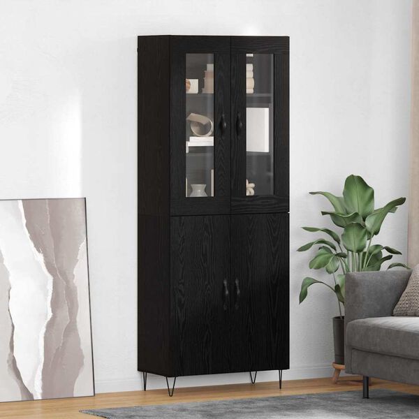 vidaXL Credenza Rovere Bianco e Nero 69,5 x 34 x 180 cm