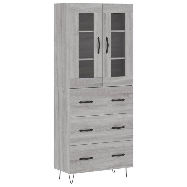 vidaXL Credenza Grigio Sonoma 69,5x34x180 cm in Legno Multistrato