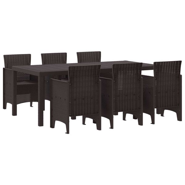 vidaXL Set da Pranzo per Giardino 7 pcs Marrone Rattan Polt