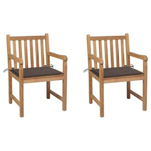 vidaXL Sedie da Giardino 2 pz e Cuscini Grigio Talpa Massello di Teak