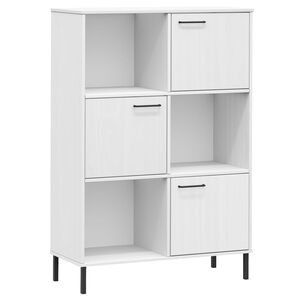 vidaXL Libreria Gambe Metallo Bianco 90x35x128,5cm Legno Massello OSLO