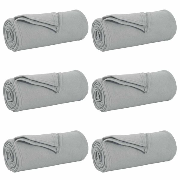 vidaXL Coperte da Pile 6 pcs Grigio 170 x 130 cm Panno