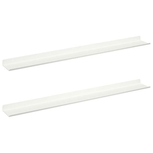 vidaXL Mensola sospesa 2 pcs Bianco 80 x 9 x 2,5 cm Acciaio