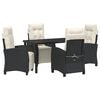 vidaXL Set da Pranzo per Giardino 5 pz Nero polyrattan