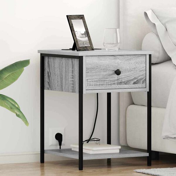 vidaXL Armadio da Notte con cassetto Grigio Sonoma 42 x 41 x 56 cm