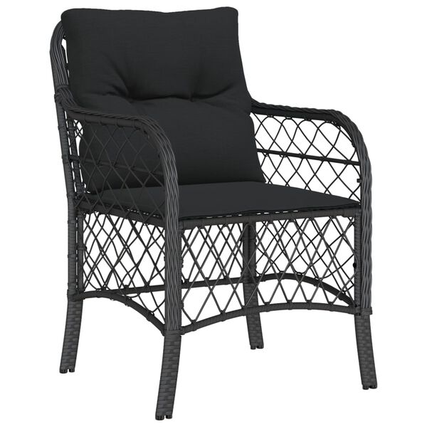vidaXL Set da Pranzo da Giardino 7 pz Nero con Cuscini in Polyrattan