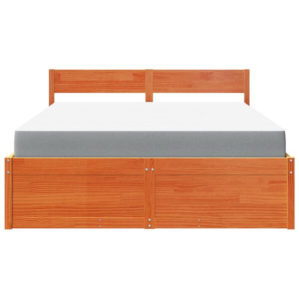 vidaXL Letto Cassetti e Materasso Cera 160x200cm Legno Massello Pino