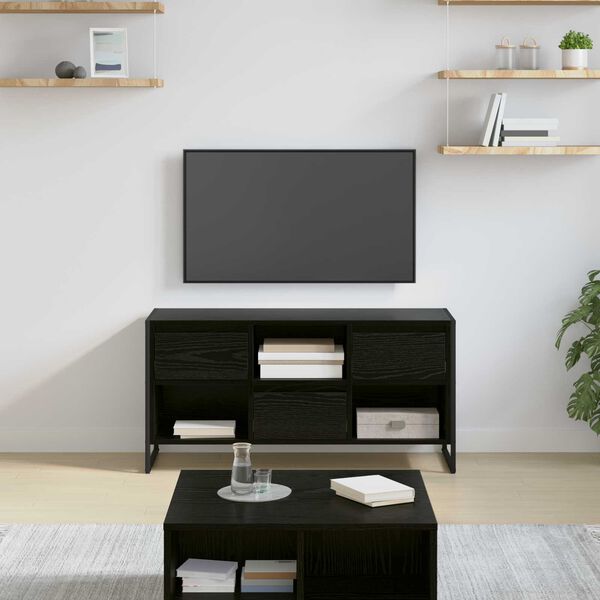 vidaXL Mobile TV Rovere Nero 100 x 36 x 49,5 cm Legno multistrato