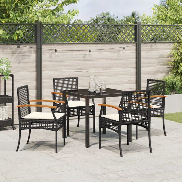 vidaXL Set da Pranzo per Giardino 5 pcs Nero polyrattan