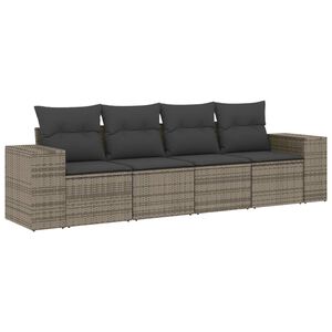 vidaXL Set Divani da Giardino 4 pz con Cuscini in Polyrattan Grigio