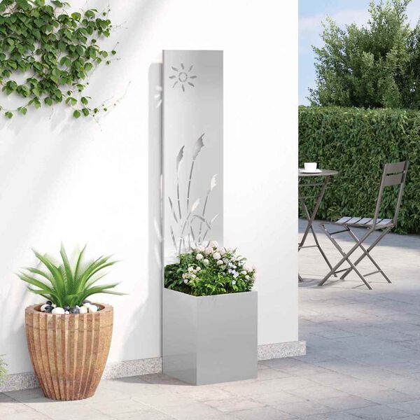 vidaXL Schermo per privacy in giardino Traforo Argento 32 x 140 cm