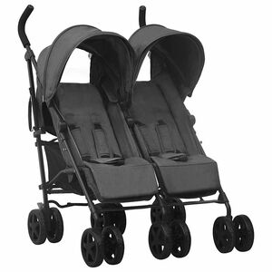 vidaXL Passeggino Gemellare Antracite in Acciaio