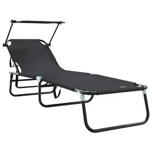 vidaXL Lettino prendisole pieghevole Nero 190 x 57 x 81 cm Oxford